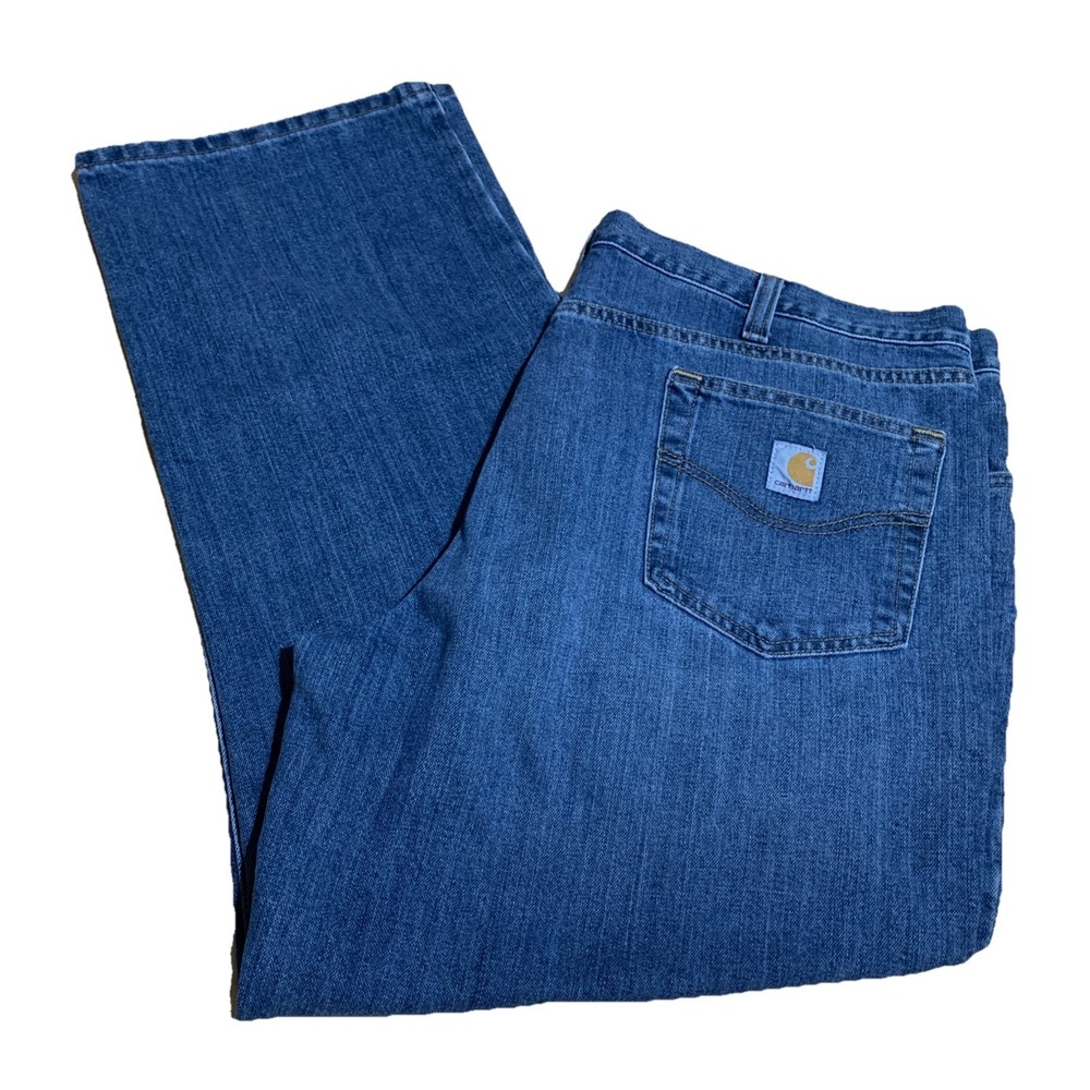 Carhartt Men's Blue Denim Dark Wash Relaxed Fit Straight Leg Jeans Size 42X30